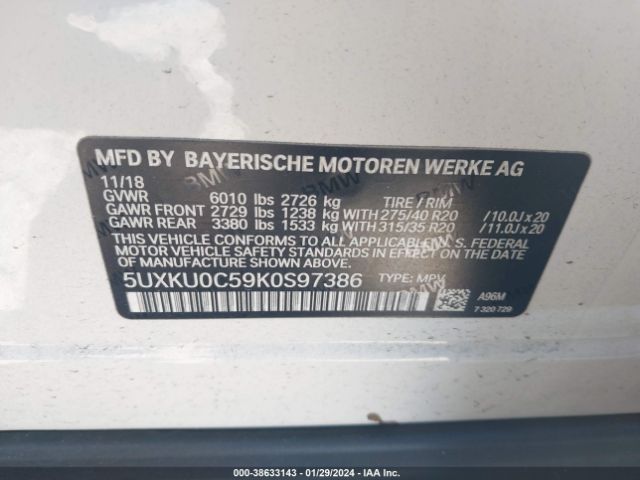 5UXKU0C59K0S97386 BMW X6 Sdrive35i
