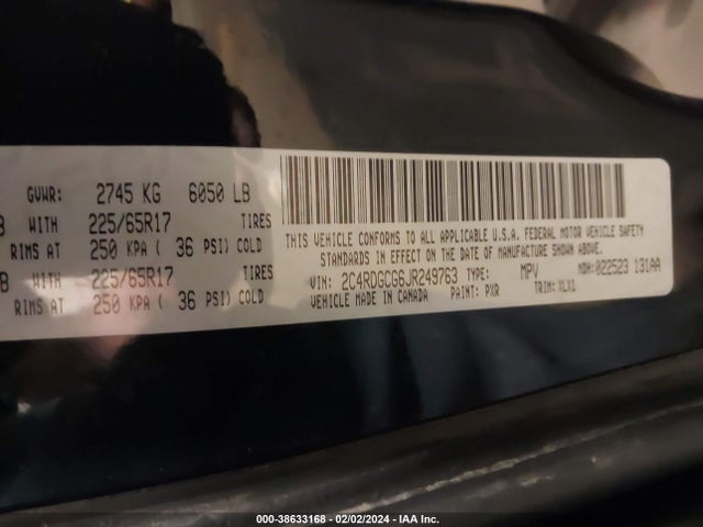 Dodge Grand Caravan Sxt 2018 2C4RDGCG6JR249763 Image 9