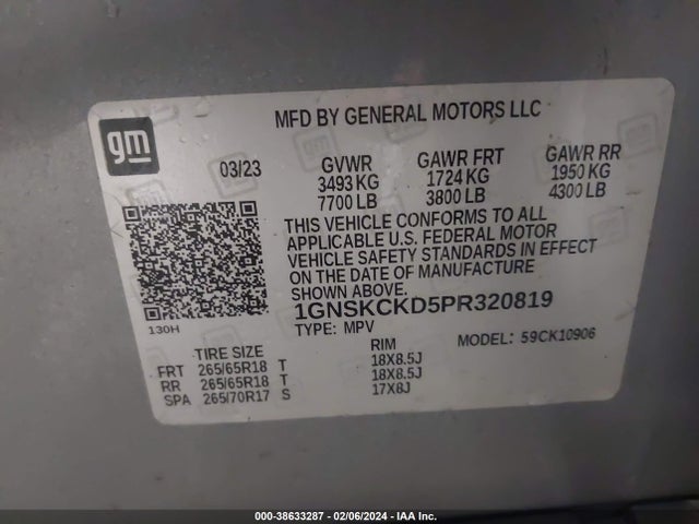 Chevrolet Suburban 4wd Lt 2023 1GNSKCKD5PR320819 Image 9