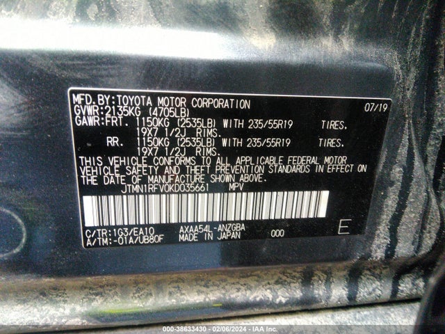 Toyota Rav4 Limited 2019 JTMN1RFV0KD035661 Image 9