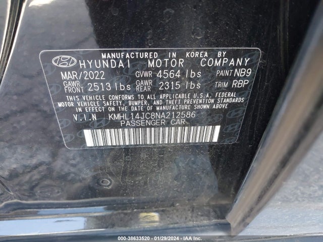 Hyundai Sonata N Line 2022 KMHL14JC8NA212586 Image 9