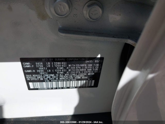 Subaru Outback Touring 2024 4S4BTGPD1R3101900 Image 9