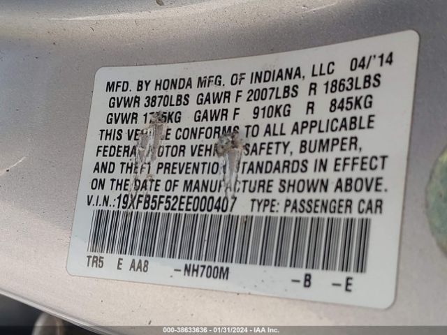 19XFB5F52EE000407 Honda Civic Natural Gas
