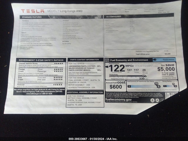 7SAYGDEE8PA137855 Tesla Model Y Awd/long Range Dual Motor All-wheel Drive