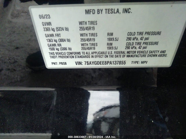 7SAYGDEE8PA137855 Tesla Model Y Awd/long Range Dual Motor All-wheel Drive