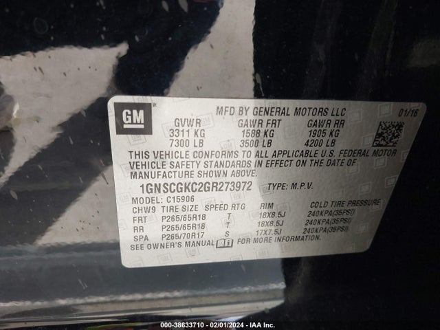 Chevrolet Suburban Ls 2016 1GNSCGKC2GR273972 Image 9