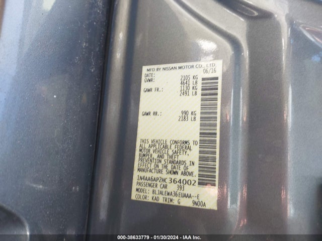 Nissan Maxima 3.5 Sl 2017 1N4AA6AP2HC364002 Image 9