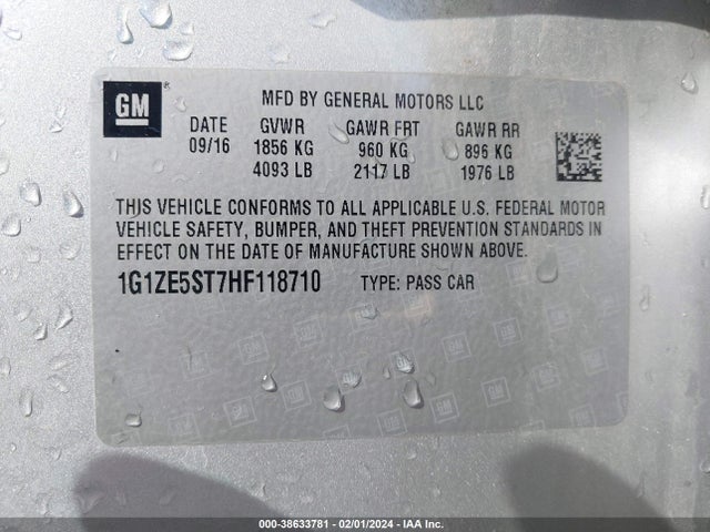 Chevrolet MALIBU 1LT 2017 1G1ZE5ST7HF118710 Image 9