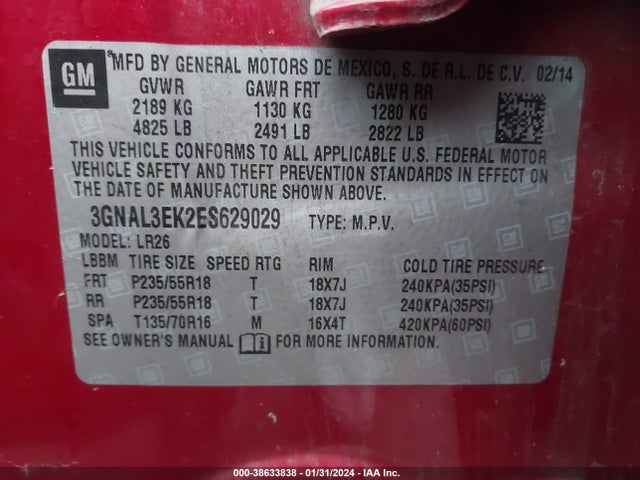 Chevrolet Captiva Sport Lt 2014 3GNAL3EK2ES629029 Image 9
