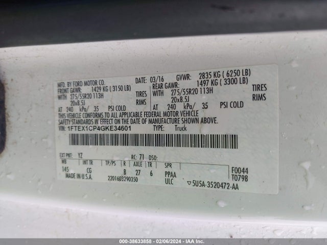 Ford F-150 Xl 2016 1FTEX1CP4GKE34601 Image 9
