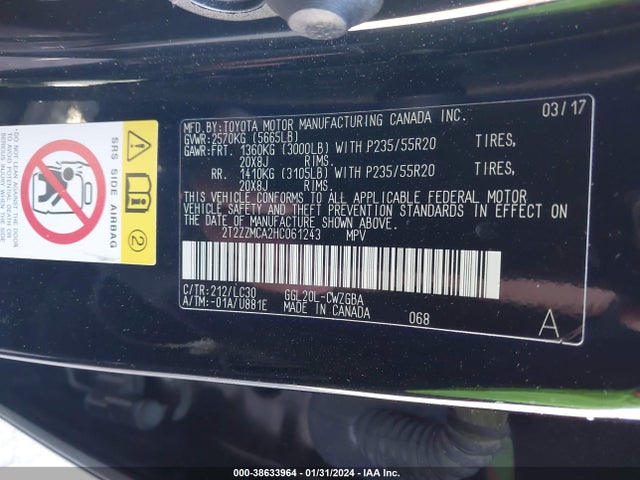2T2ZZMCA2HC061243 Lexus Rx 350 F Sport