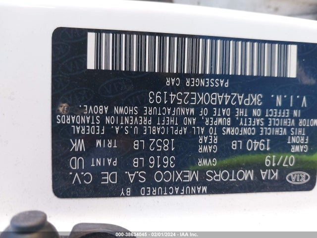 KIA RIO LX 2019 3KPA24AB0KE254193 Image 9