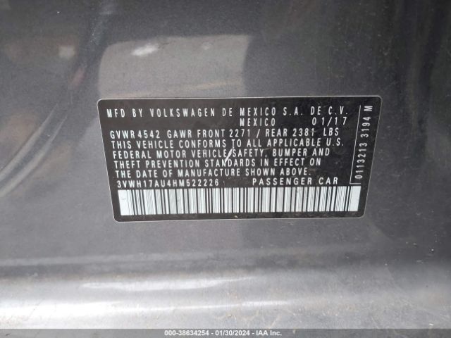 3VWH17AU4HM522226 Volkswagen Golf Alltrack Tsi S/tsi Se/tsi Sel