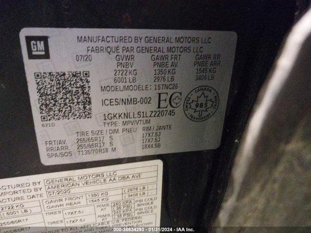 GMC Acadia Awd At4 2020 1GKKNLLS1LZ220745 Image 9