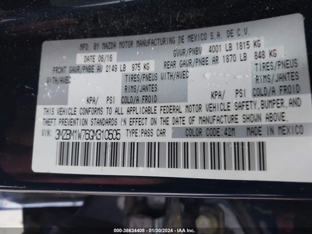 Mazda Mazda3 I Touring 2016 3MZBM1W76GM310505 Image 9