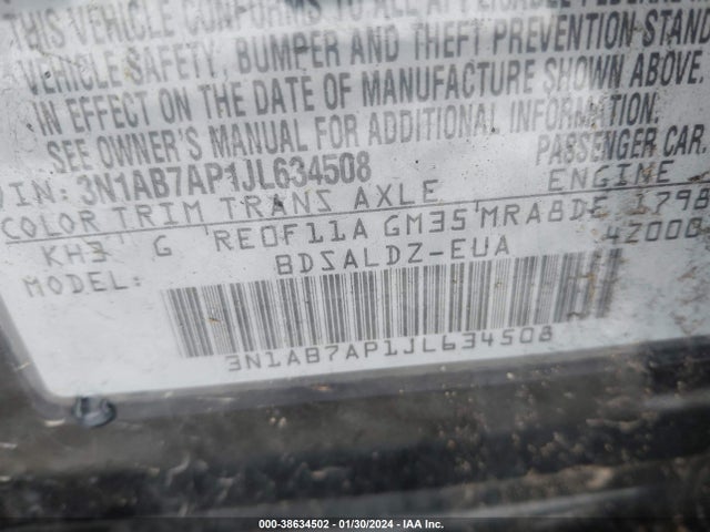 Nissan SENTRA SV 2018 3N1AB7AP1JL634508 Image 9