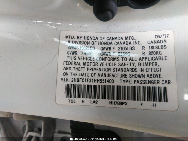 Honda Civic Ex-t 2017 2HGFC1F31HH651400 Image 9