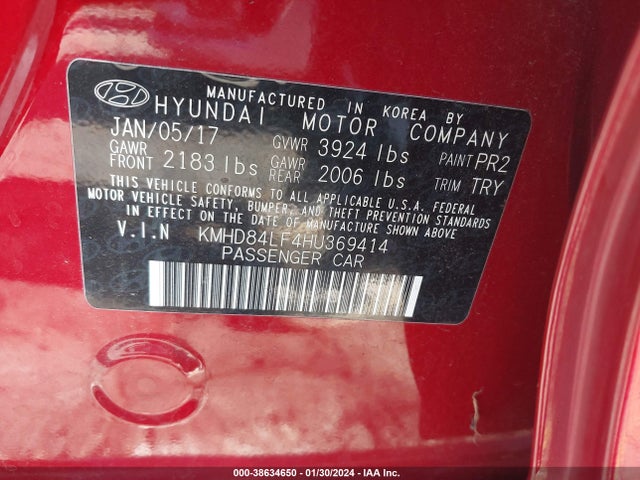 Hyundai Elantra Value Edition 2017 KMHD84LF4HU369414 Image 9