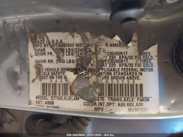 2007 MITSUBISHI ENDEAVOR 4A4MM21S57E059598 Photo 8