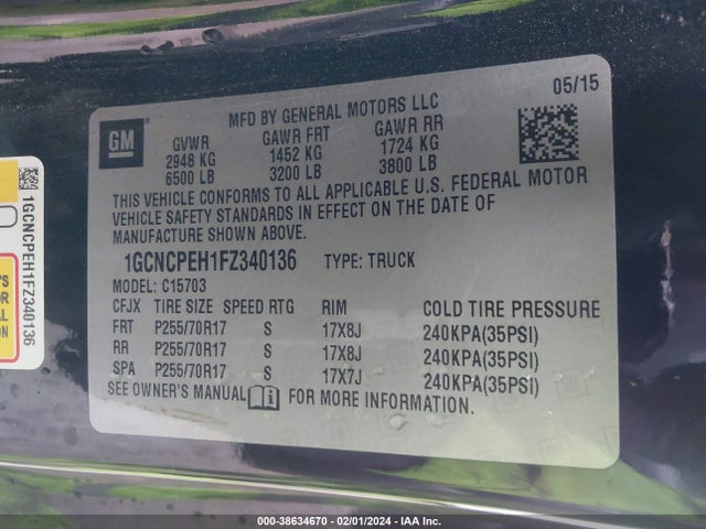Chevrolet Silverado 1500 Wt 2015 1GCNCPEH1FZ340136 Image 9