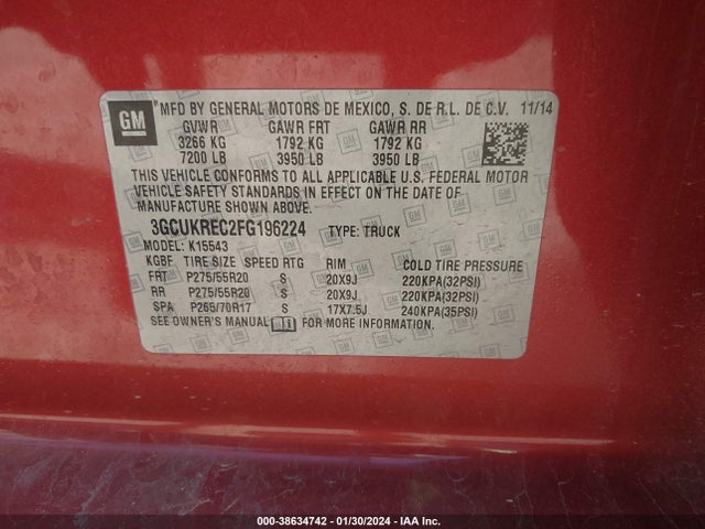 Chevrolet Silverado 1500 1lt 2015 3GCUKREC2FG196224 Image 9