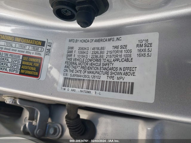 Honda CR-V LX 2016 5J6RM4H35GL126102 Image 9
