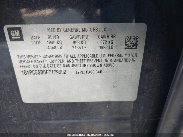 Chevrolet Cruze 1lt Auto 2015 1G1PC5SB6F7179302 Image 9