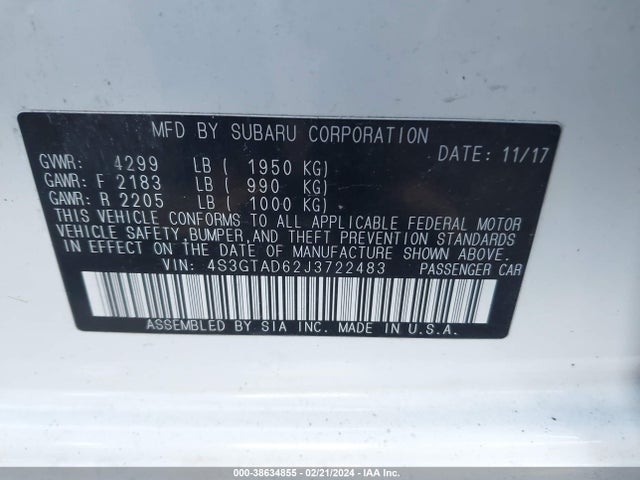 4S3GTAD62J3722483 Subaru Impreza 2.0i Premium