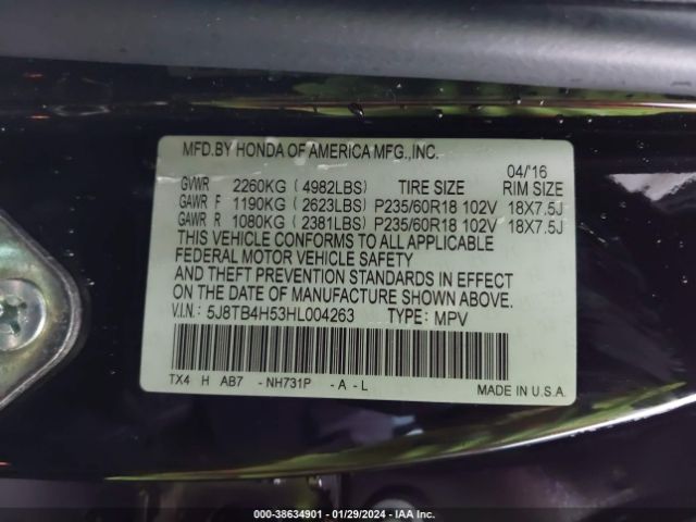 5J8TB4H53HL004263 Acura Rdx Technology Pkg/w/technology/acurawatch Plus Pkg