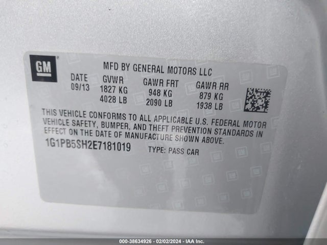 Chevrolet Cruze Ls Manual 2014 1G1PB5SH2E7181019 Image 9