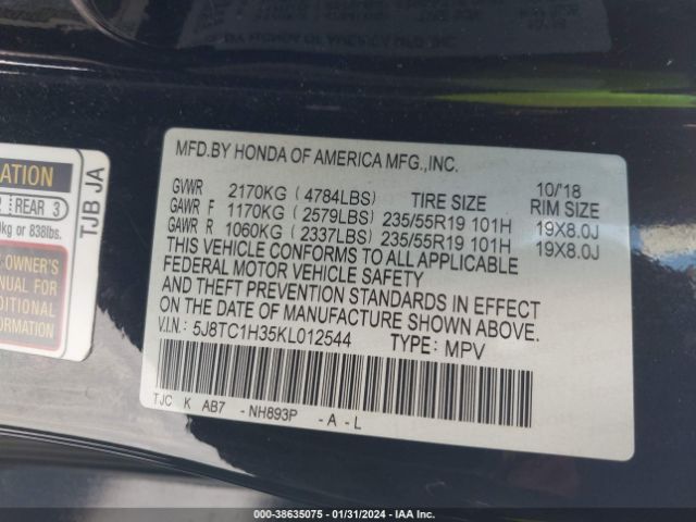 5J8TC1H35KL012544 Acura Rdx Base (a10)