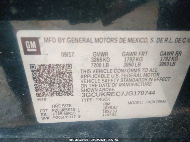 Chevrolet Silverado 1500 2lt 2018 3GCUKREC7JG170744 Image 9