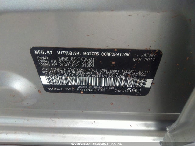 JA32U2FU8HU011348 Mitsubishi Lancer Es/le