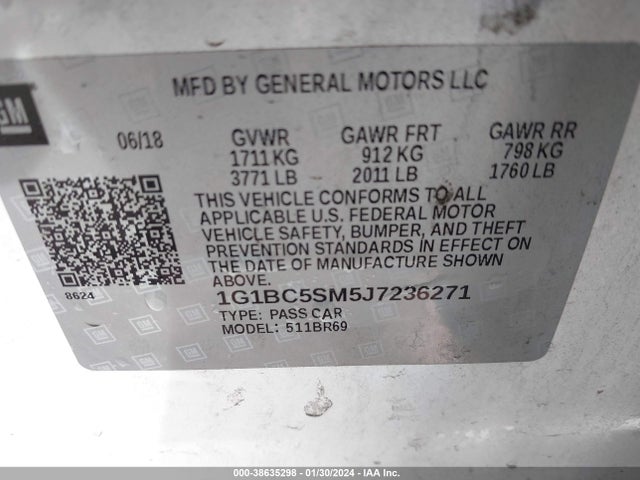 Chevrolet Cruze Ls Auto 2018 1G1BC5SM5J7236271 Image 9