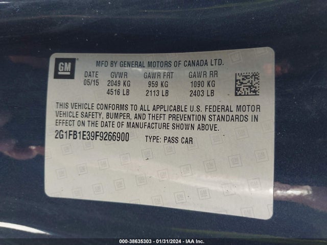 Chevrolet Camaro 2ls 2015 2G1FB1E39F9266900 Image 9