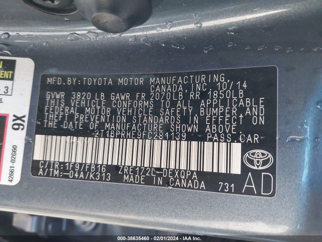 Toyota Corolla Le Eco 2015 2T1BPRHE9FC281139 Image 9