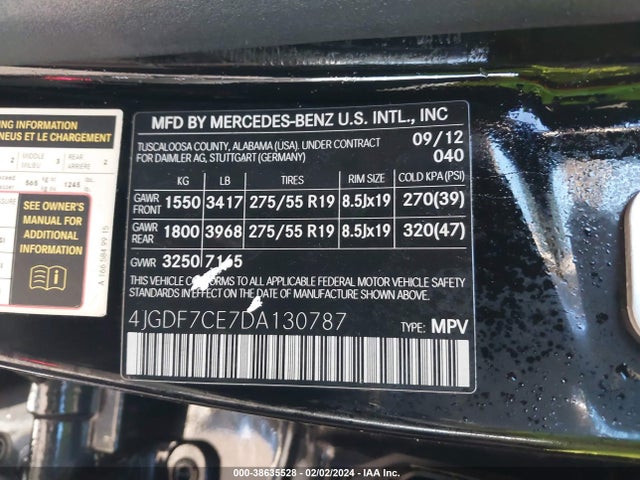 2013 MERCEDES-BENZ GL 450 4MATIC VIN: 4JGDF7CE7DA130787
