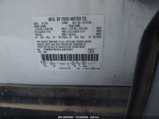 1FMSK7BHXLGB76821 Ford EXPLORER