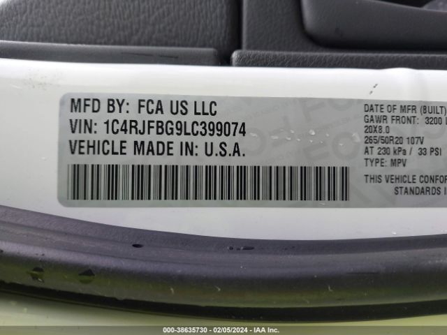 2020 JEEP GRAND CHEROKEE 1C4RJFBG9LC399074 Photo 8