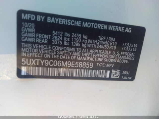 5UXTY9C06M9E58859 BMW X3 M40i