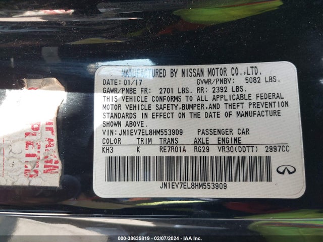 JN1EV7EL8HM553909 Infiniti Q60 3.0t Premium
