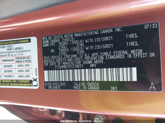 Lexus Rx 350 Premium Plus 2023 2T2BAMBA1PC018831 Image 9