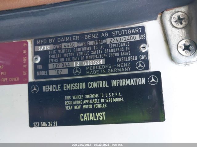 1978 MERCEDES-BENZ 450SL 10704412046824    Photo 8
