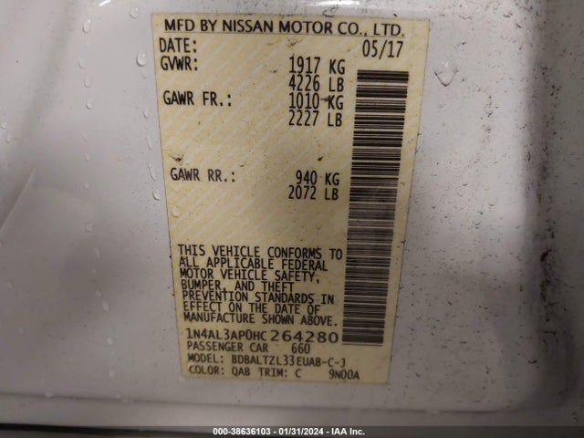 Nissan Altima 2.5 Sl 2017 1N4AL3AP0HC264280 Image 9