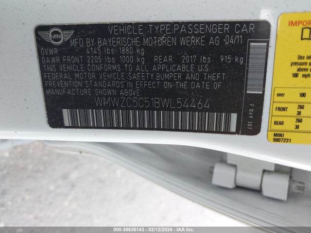 2011 MINI COOPER S COUNTRYMAN WMWZC5C51BWL54464 Photo 8