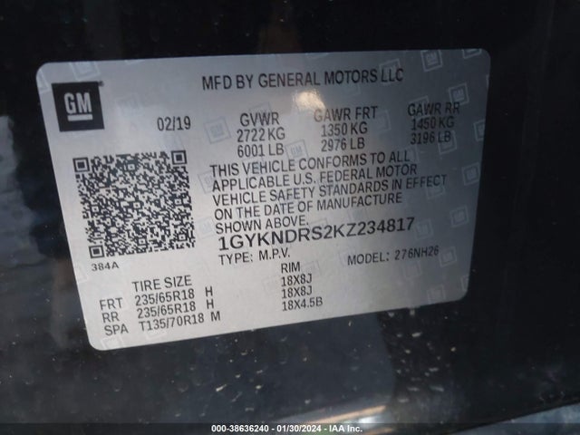 Cadillac XT5 LUXURY 2019 1GYKNDRS2KZ234817 Image 9
