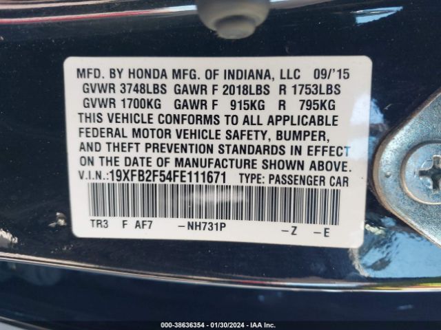 19XFB2F54FE111671 Honda Civic Lx