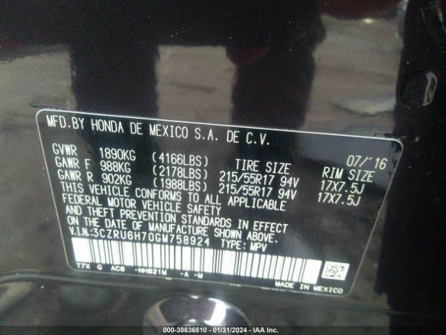 3CZRU6H70GM758924 Honda Hr-v Ex-l