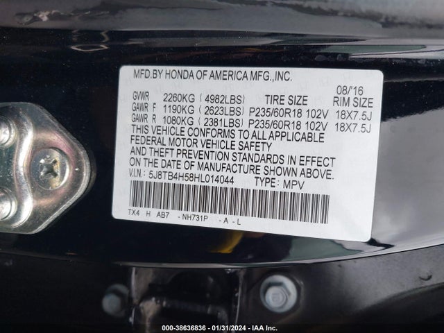 5J8TB4H58HL014044 Acura Rdx Technology Pkg/w/technology/acurawatch Plus Pkg