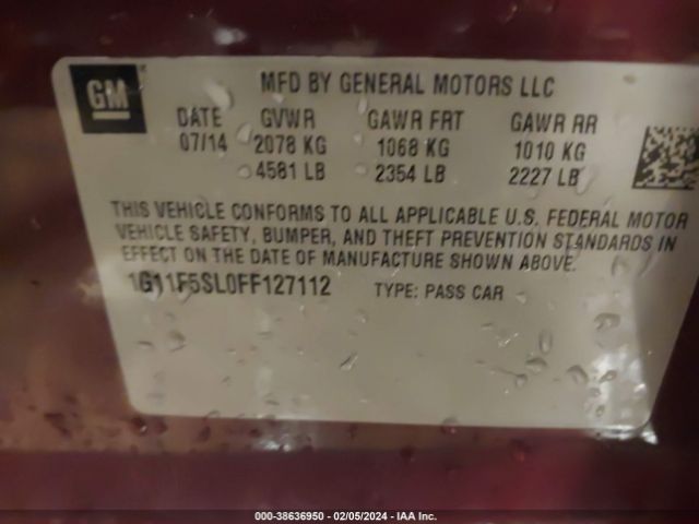 1G11F5SL0FF127112 Chevrolet Malibu 1lz